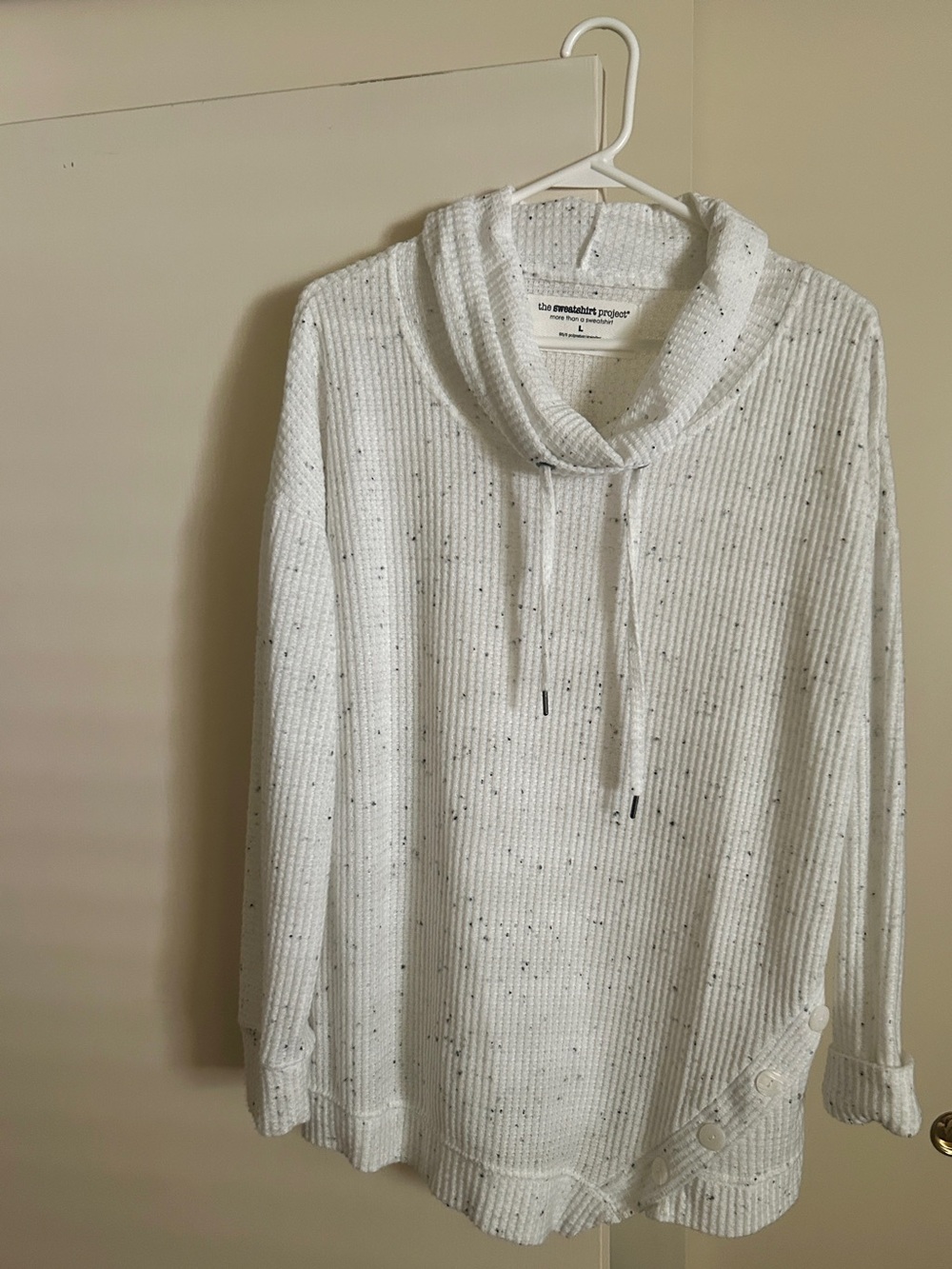 The Sweatshirt Project White Long Sleeve Top Cowl Neck Sz L